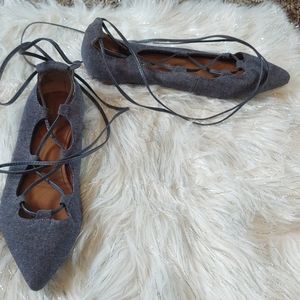 Gap pointed toe flats string ankle size 6.…